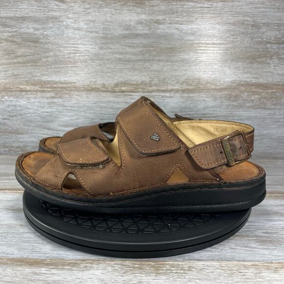 Finn Comfort Mens Toro Soft Wood Cherokee Brown Leather Sandals Size EU 45 US 12 - Picture 1 of 12